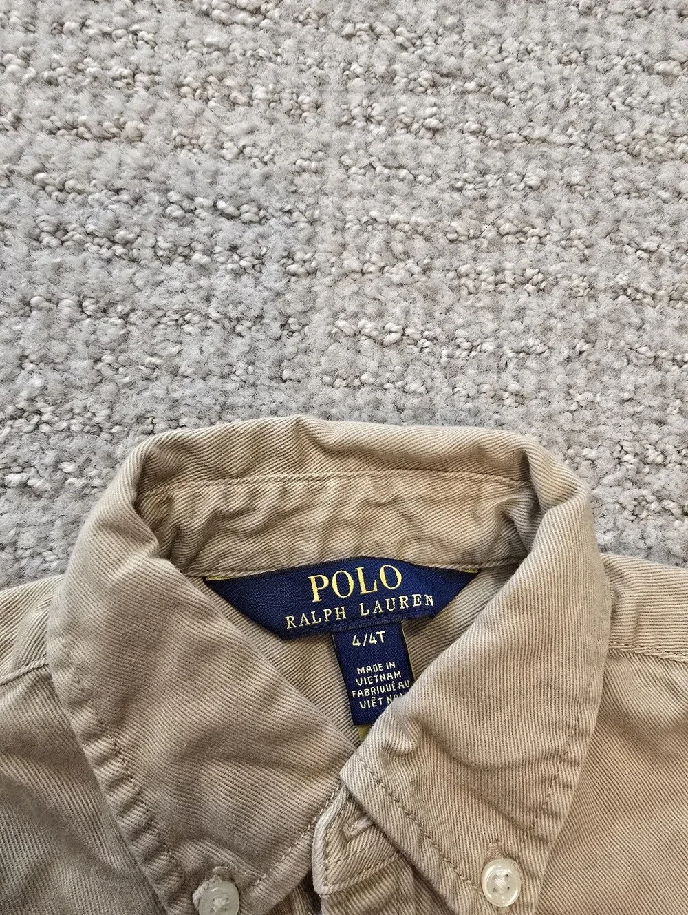 New Ralph Lauren Beige Button-Front Shirt Dress with Striped Belt